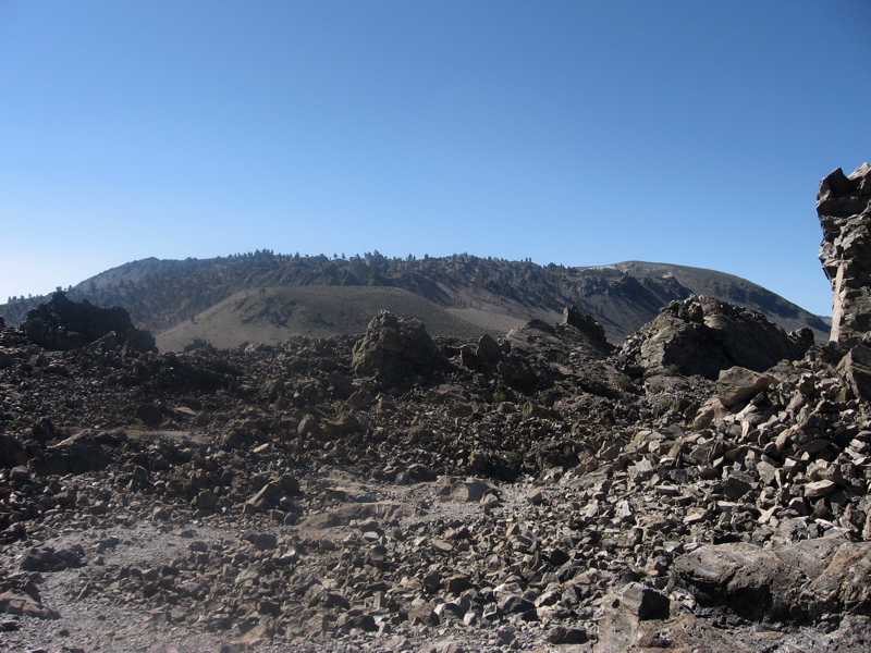 Mono Craters range, looking across the rhyolite dome summit of Panum Crater