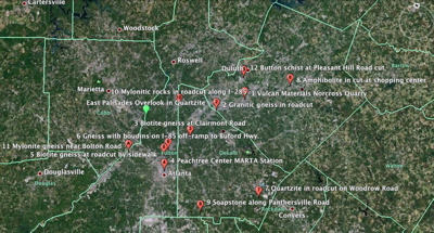 Atlanta Quarries and Road Cuts Map